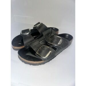 Birkenstock Arizona Women's Big Buckle Oiled Leather Slides 41- Black, Pls Read